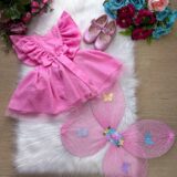 Romper Vestido Infantil Belli Jardim Encantado Rosa