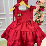 Vestido Infantil Blogueirinha Cerejinha Vermelho com Laço