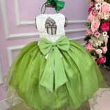 Vestido Juvenil Vila Lele Ivete Busto Off e Saia Verde