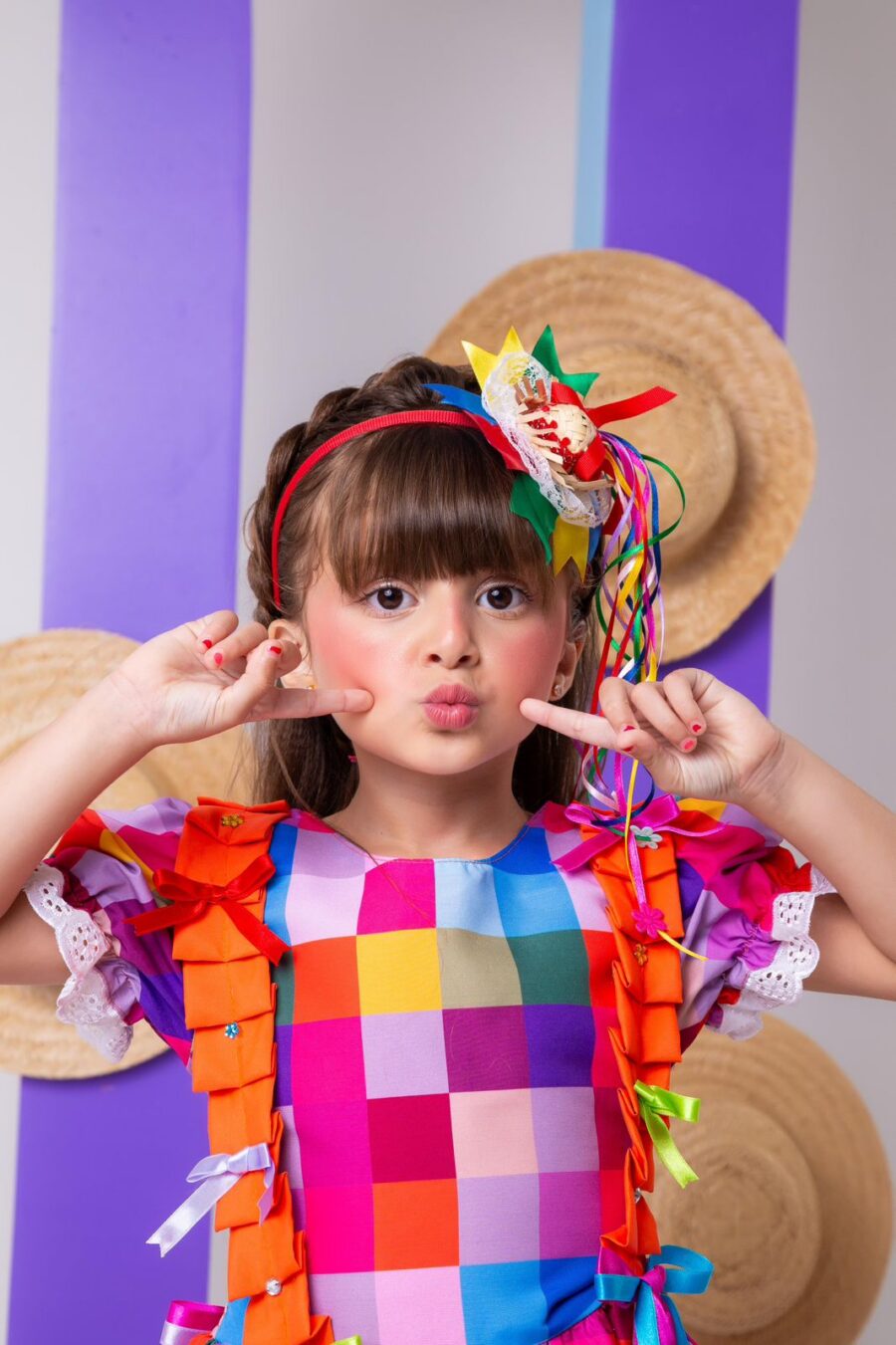 Vestido Junino Infantil Marie Arraiá do Sertão Laranja