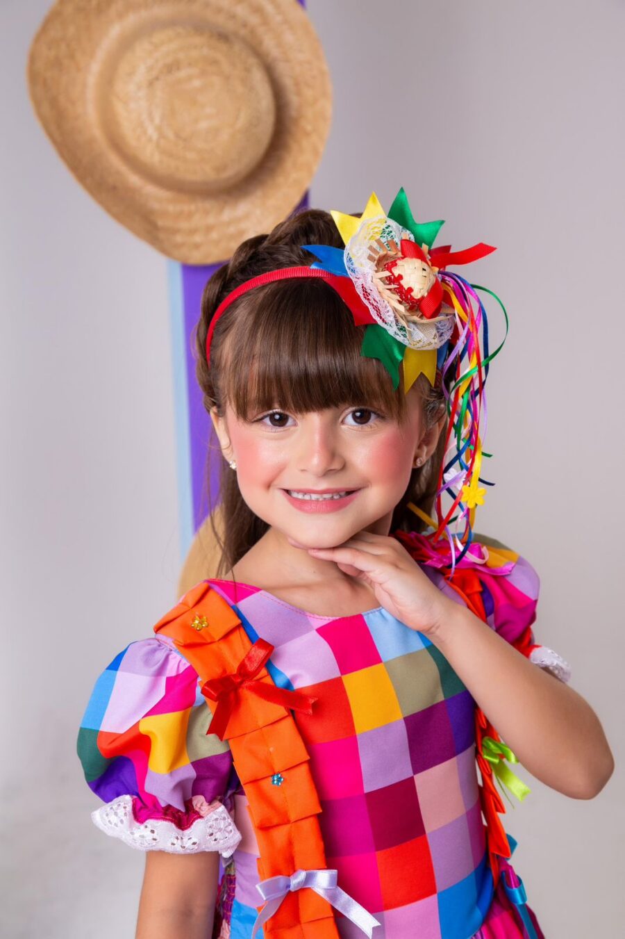 Vestido Junino Infantil Marie Arraiá do Sertão Laranja