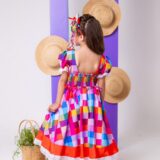 Vestido Junino Infantil Marie Arraiá do Sertão Laranja