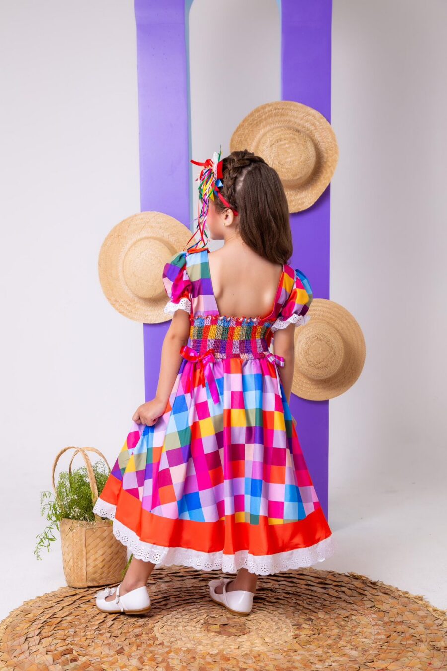 Vestido Junino Infantil Marie Arraiá do Sertão Laranja