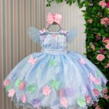 Vestido Infantil Marie Isis Jardim Encantado Azul