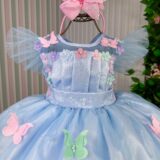 Vestido Infantil Marie Isis Jardim Encantado Azul