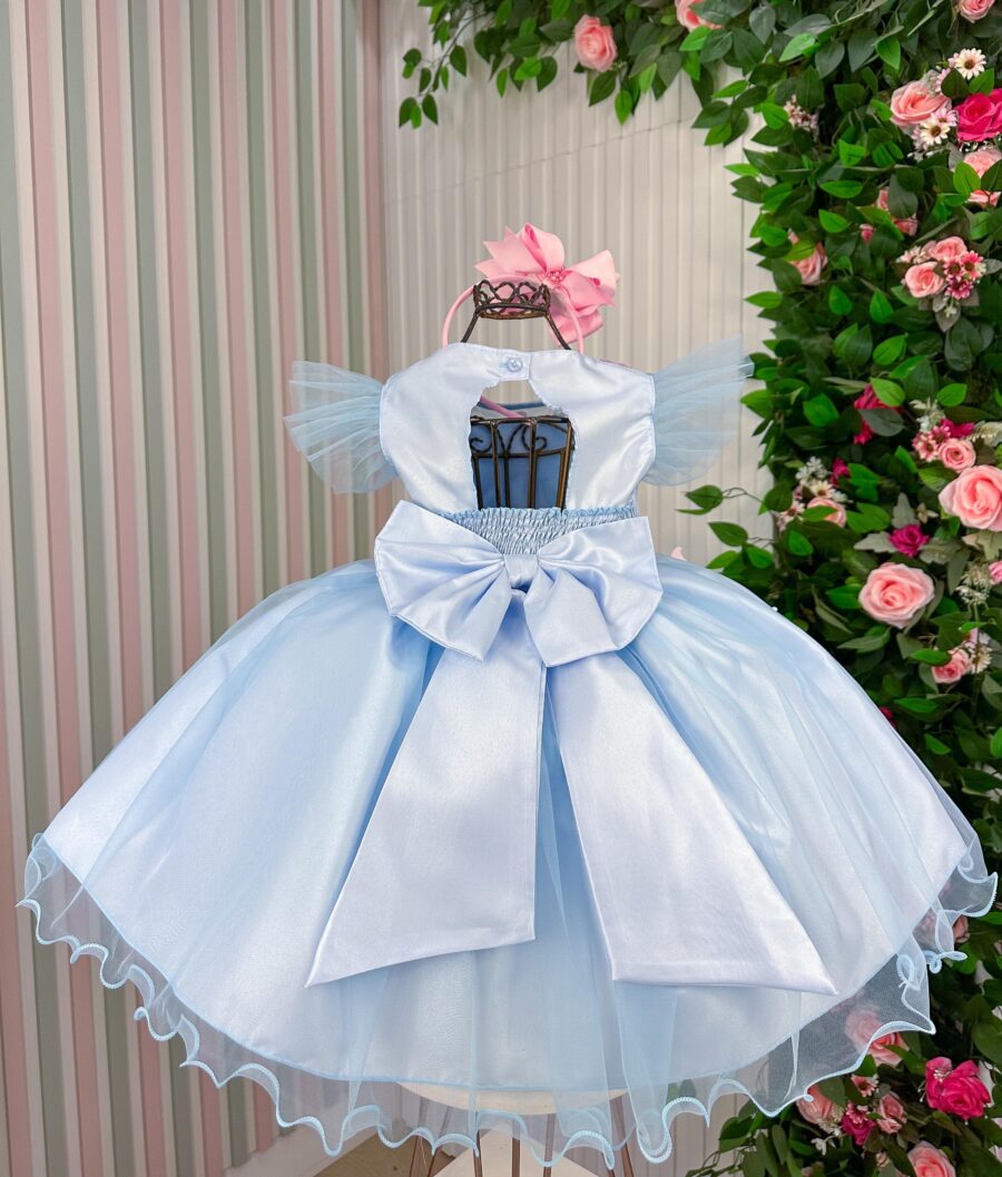 Vestido Infantil Marie Isis Jardim Encantado Azul