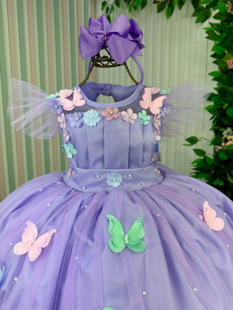 Vestido Infantil Marie Isis Jardim Encantado Lilás