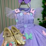 Vestido Infantil Marie Isis Jardim Encantado Lilás