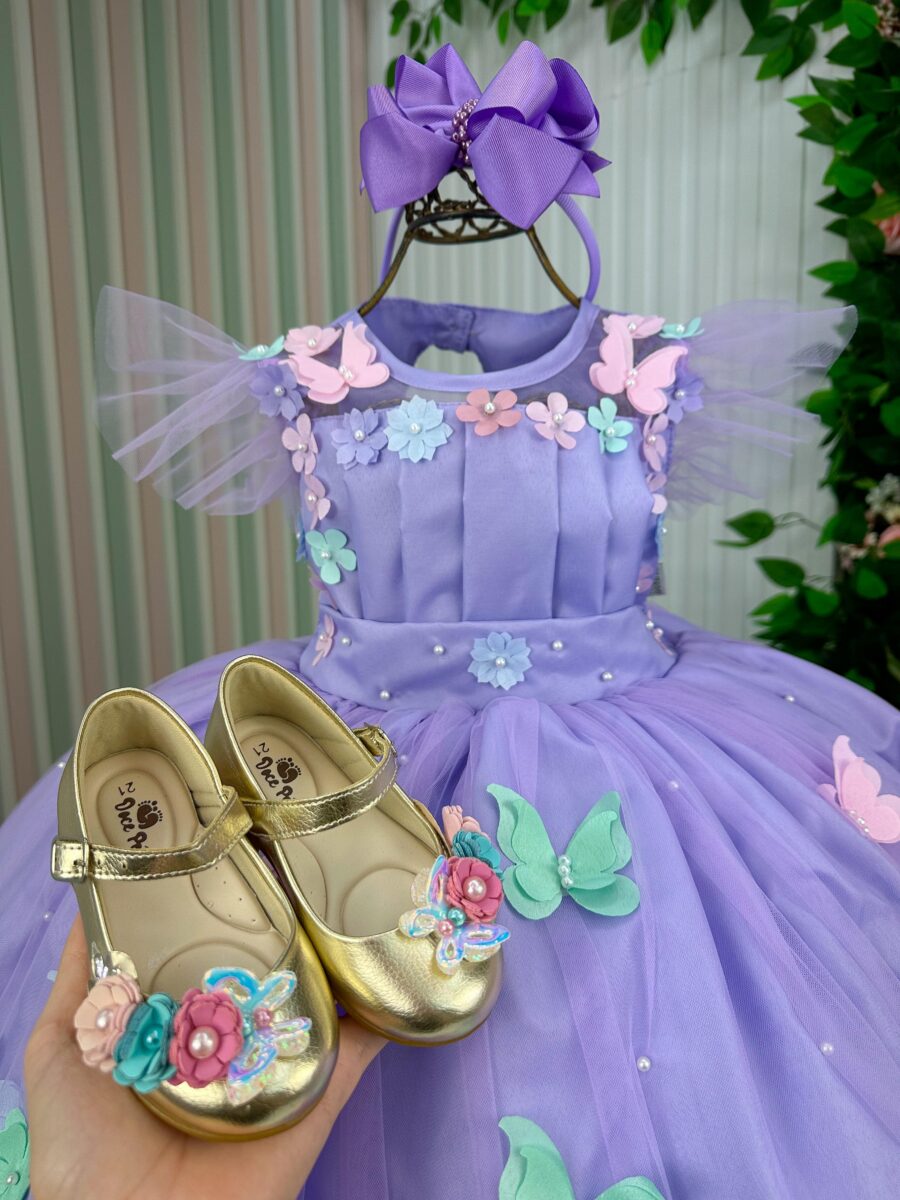 Vestido Infantil Marie Isis Jardim Encantado Lilás
