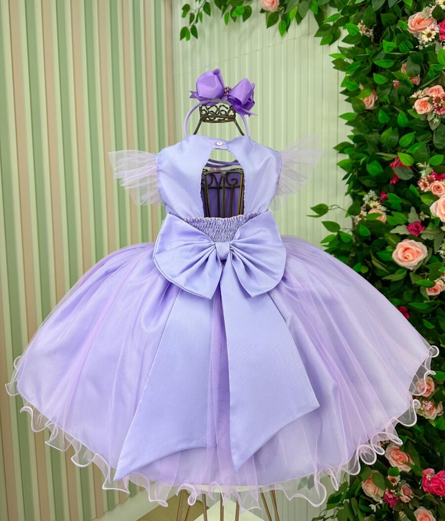 Vestido Infantil Marie Isis Jardim Encantado Lilás