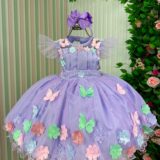 Vestido Infantil Marie Isis Jardim Encantado Lilás