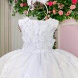 Vestido Infantil Marie Jardim das Borboletas Branco Viviane