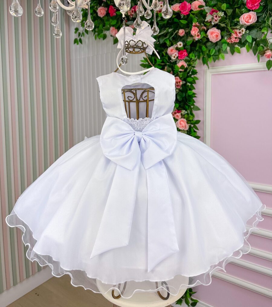 Vestido Infantil Marie Jardim das Borboletas Branco Viviane
