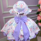 Vestido Infantil Miss Cherry Lilás Borboletas com Chapéu