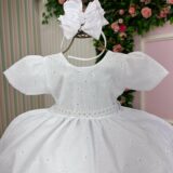 Vestido Infantil Miss Cherry Cristal Laise Branco