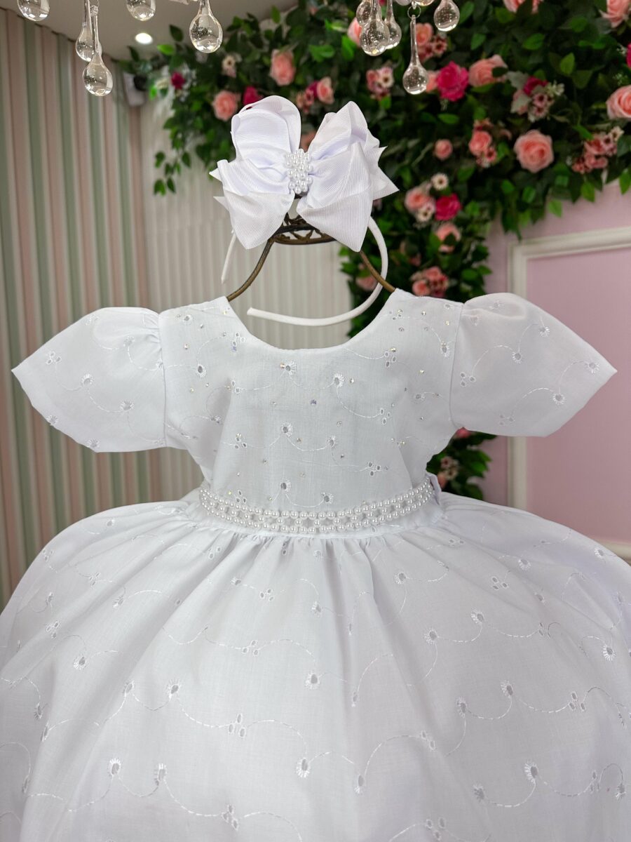 Vestido Infantil Miss Cherry Cristal Laise Branco