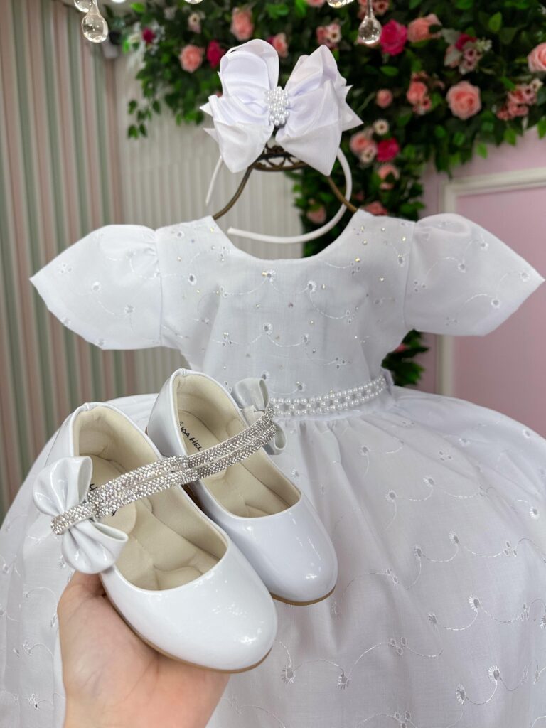 Vestido Infantil Miss Cherry Cristal Laise Branco