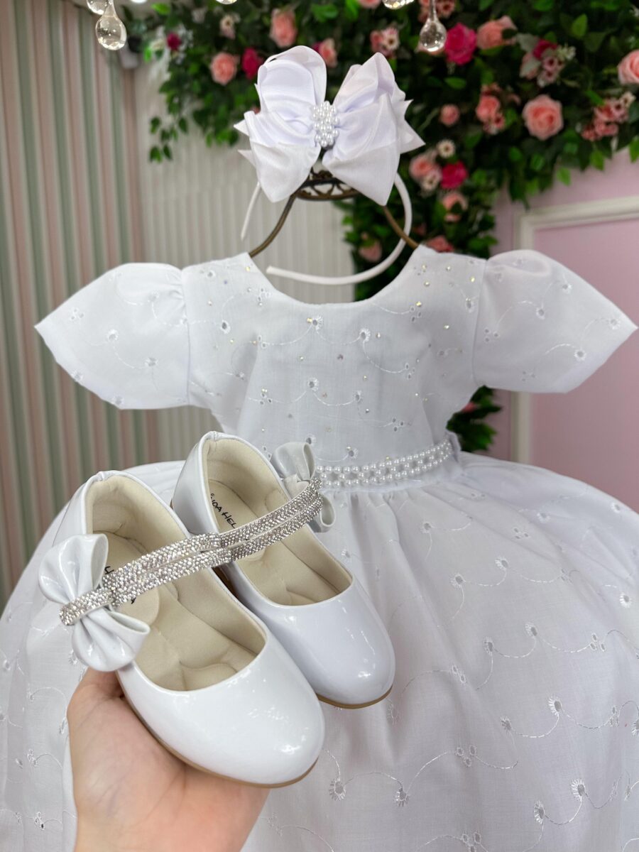 Vestido Infantil Miss Cherry Cristal Laise Branco