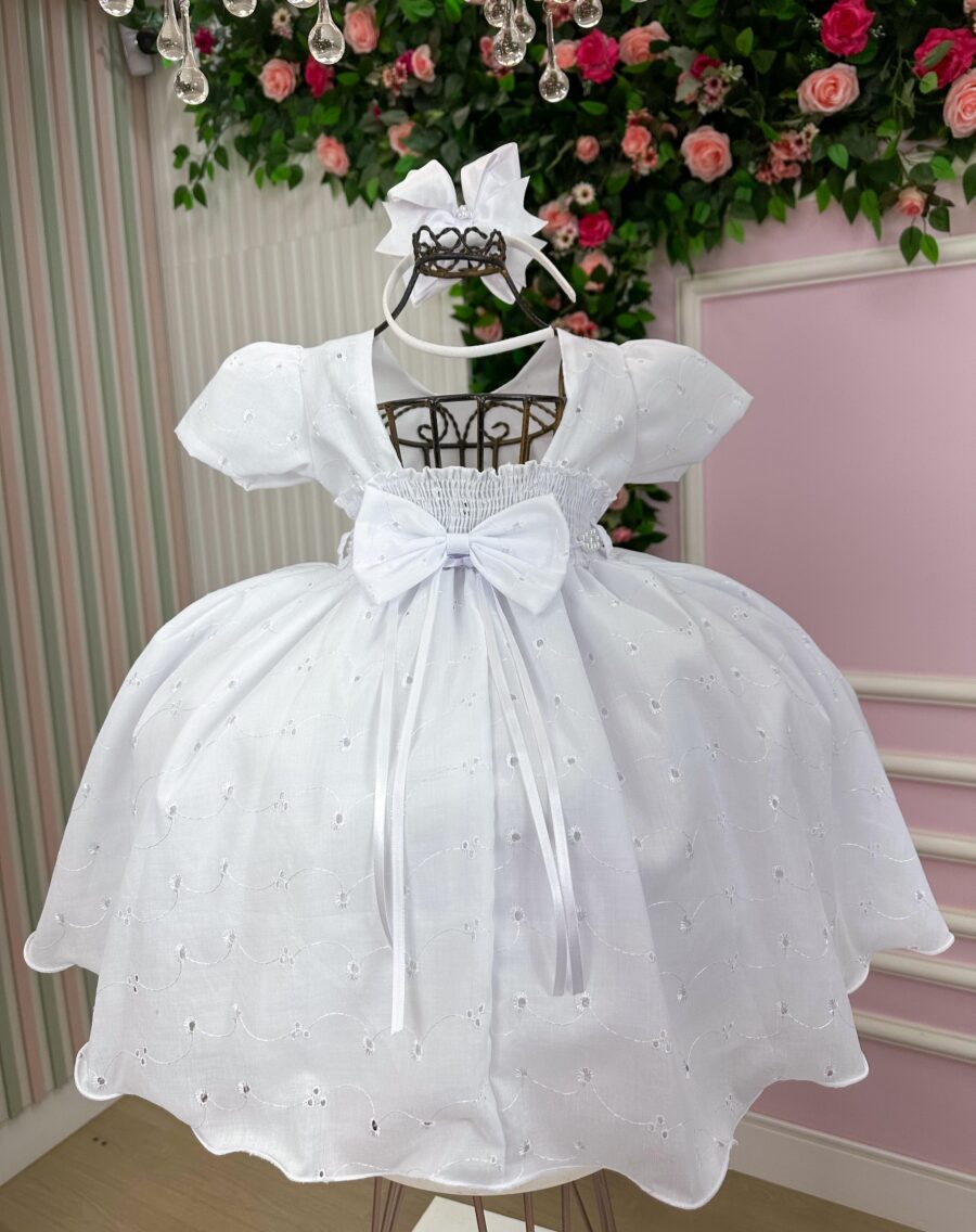 Vestido Infantil Miss Cherry Cristal Laise Branco