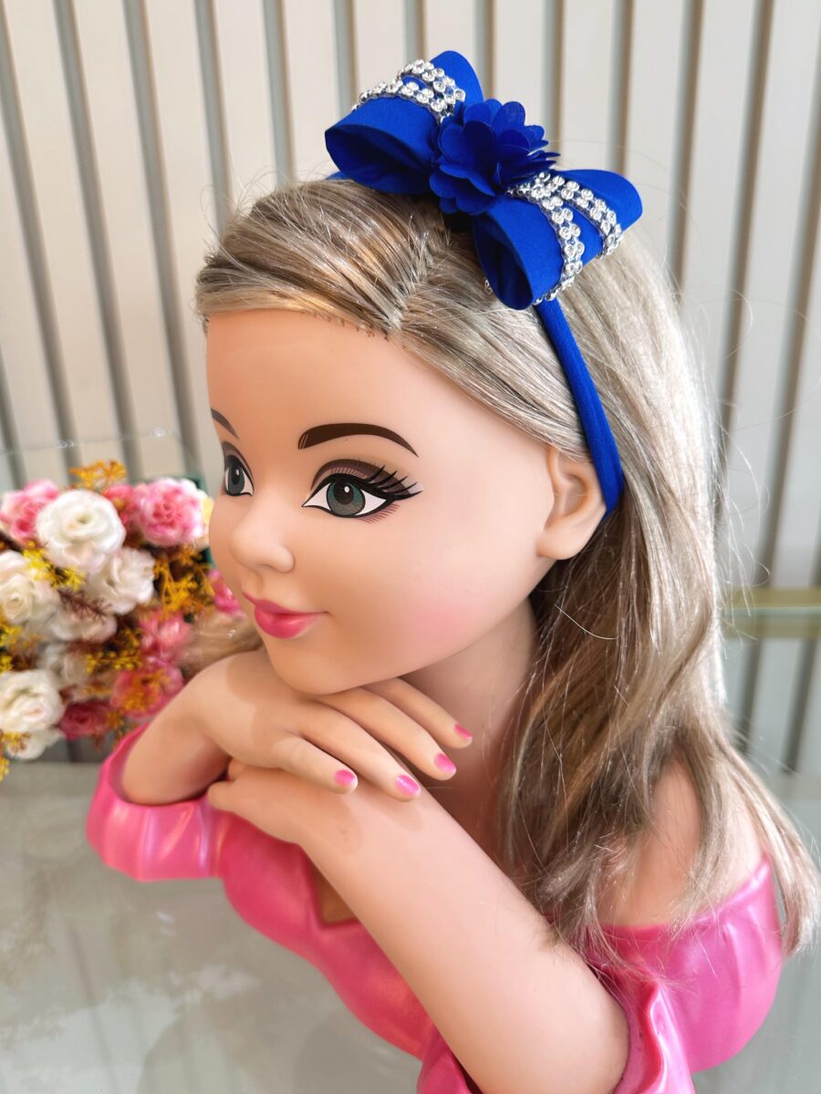 Faixinha de Cabelo Bebê com Laço Florzinha e Strass