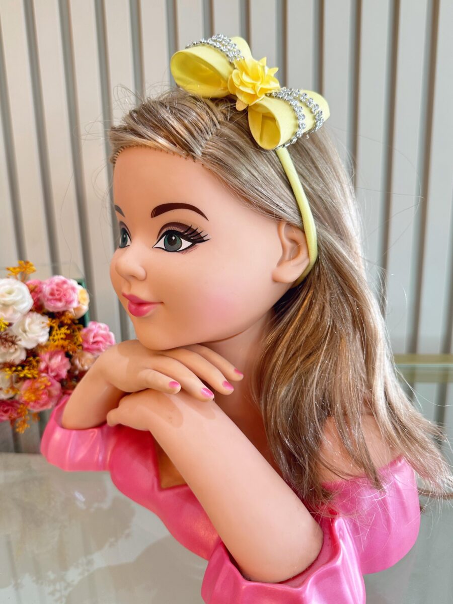 Faixinha de Cabelo Bebê com Laço Florzinha e Strass