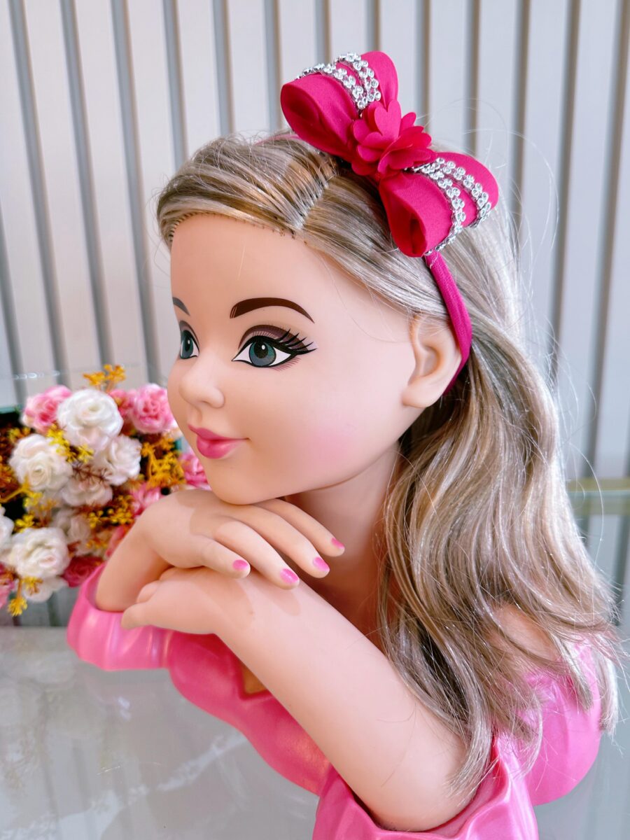 Faixinha de Cabelo Bebê com Laço Florzinha e Strass
