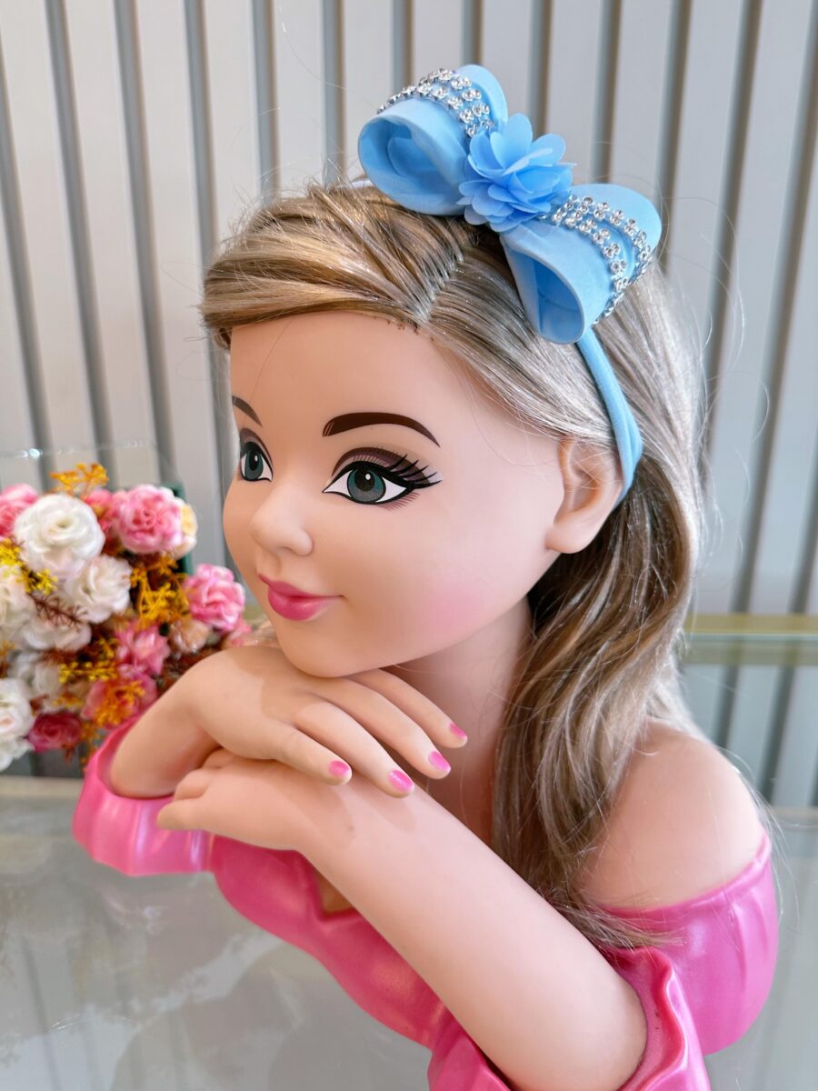 Faixinha de Cabelo Bebê com Laço Florzinha e Strass