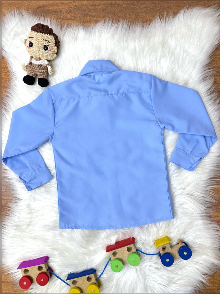 Camisa Social Infantil Azul Claro Manga Longa Príncipes