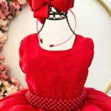 Vestido Infantil Vermelho com Strass Festa Daminha
