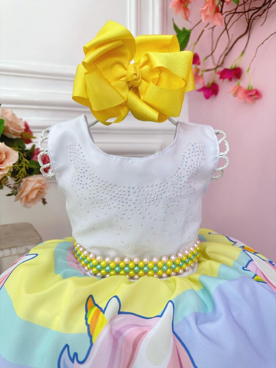 Vestido Infantil Unicórnio Festa de Aniversário