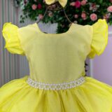 Vestido Infantil Belinda Ysa Kids Amarelo com Laço de Cabelo