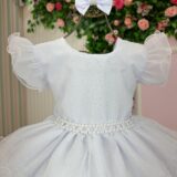 Vestido Infantil Belinda Ysa Kids Branco com Laço de Cabelo