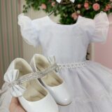 Vestido Infantil Belinda Ysa Kids Branco com Laço de Cabelo