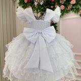 Vestido Infantil Belinda Ysa Kids Branco com Laço de Cabelo
