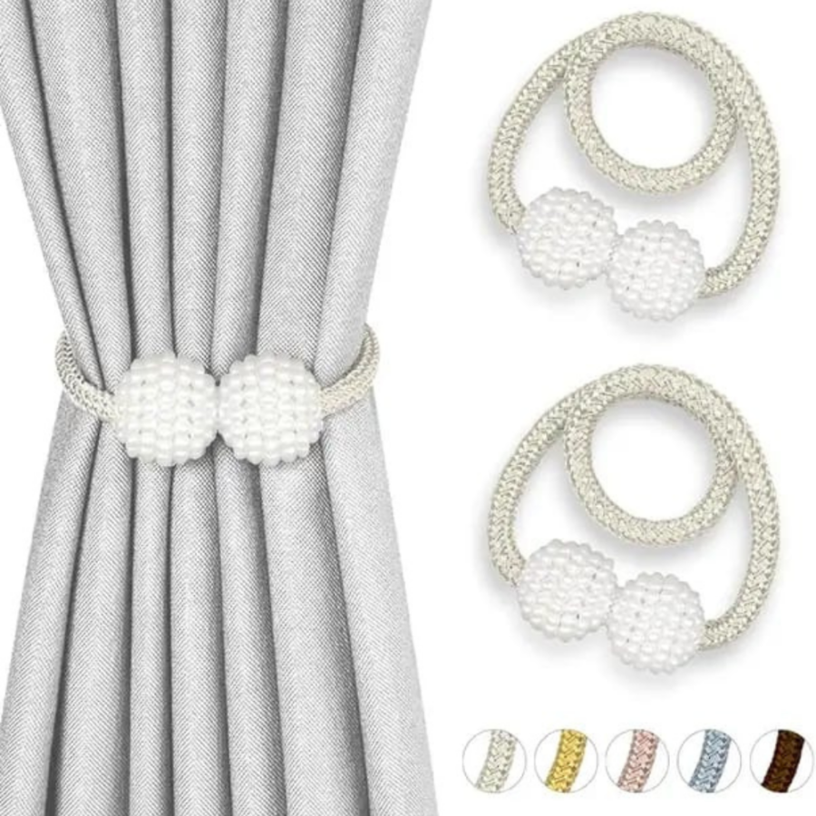 Prendedor de Cortina Magnético Pérola Kit 2 Peças