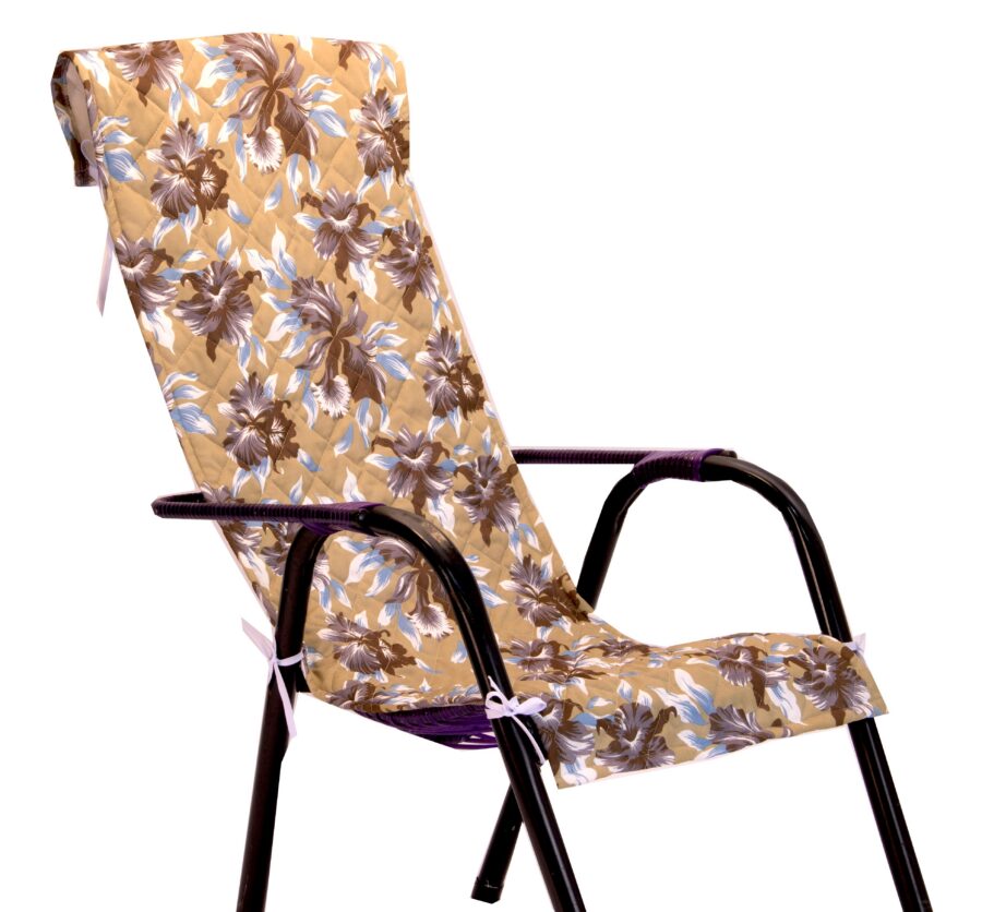 Capa para Espreguiçadeira Matelassada Floral Bege 1,45 m