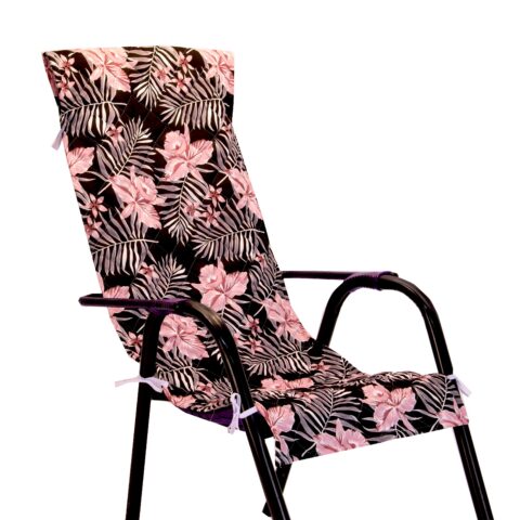 Capa para Espreguiçadeira Matelassada Floral Rosa 1,45 m