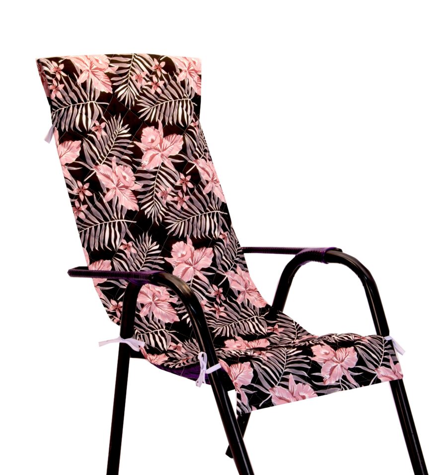 Capa para Espreguiçadeira Matelassada Floral Rosa 1,45 m