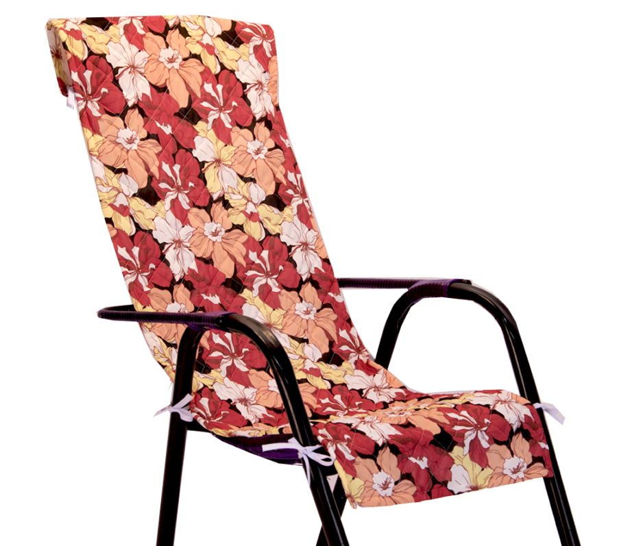 Capa para Espreguiçadeira Matelassada Floral Vermelha 1,45 m