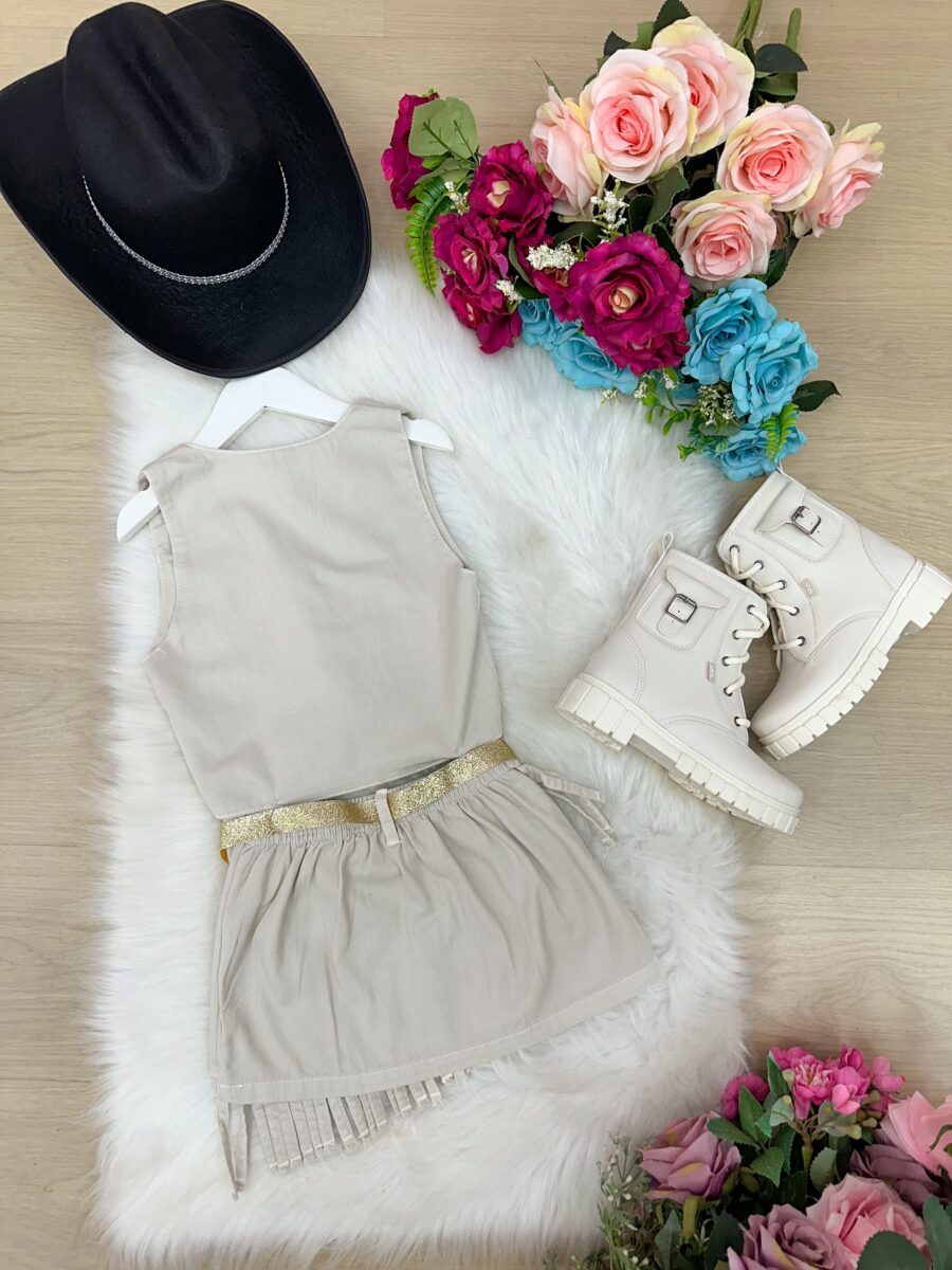 Conjunto Infantil Boiadeira Maraisa Jeans Off