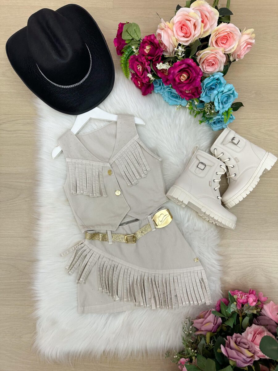 Conjunto Infantil Boiadeira Maraisa Jeans Off