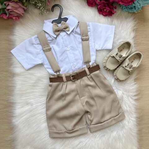 Conjunto Infantil Miss Cherry Ravi Shorts Bege Modelo 2