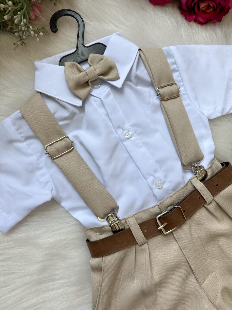 Conjunto Infantil Miss Cherry Ravi Shorts Bege Modelo 2