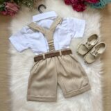 Conjunto Infantil Miss Cherry Ravi Shorts Bege Modelo 2