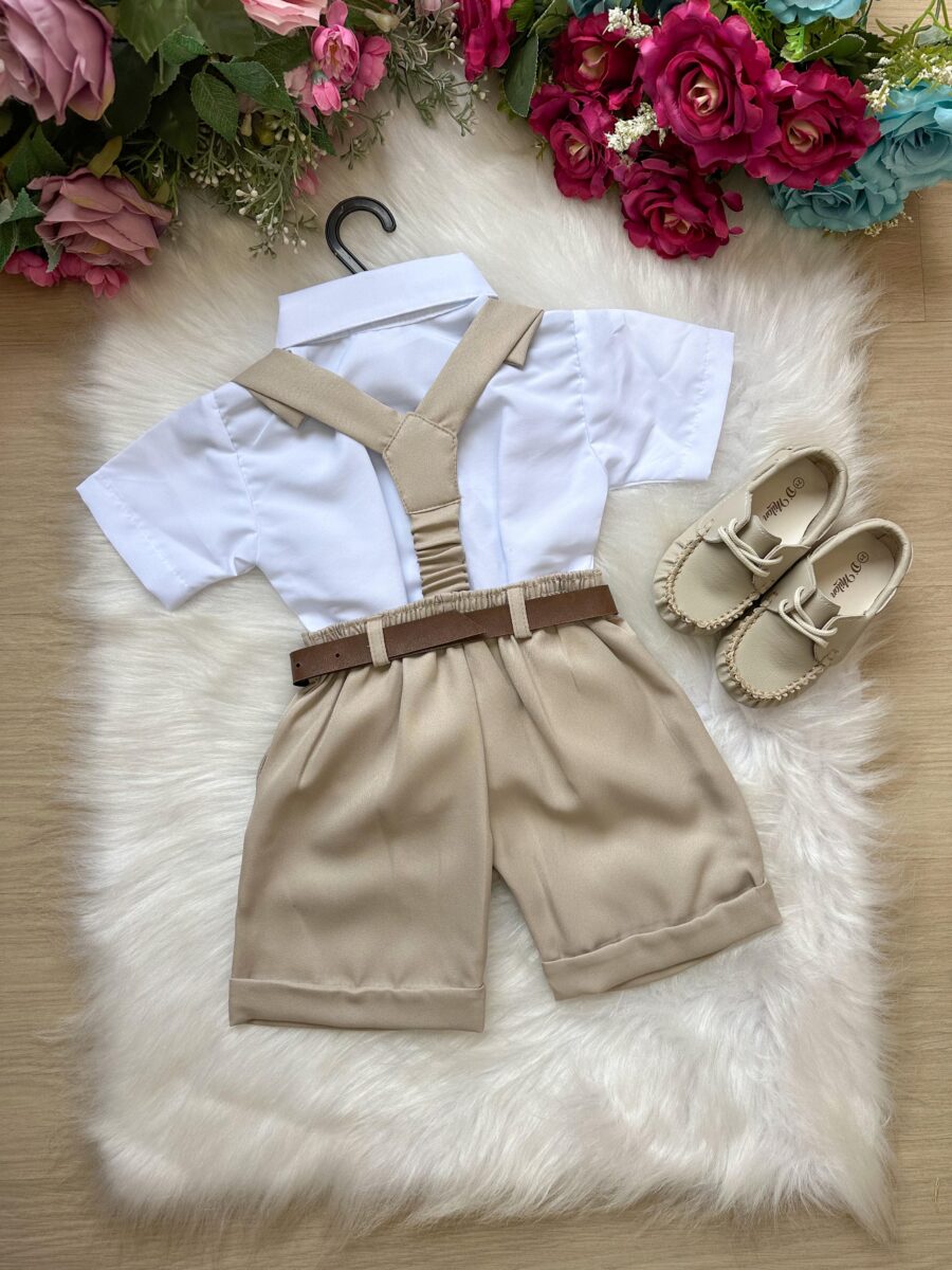 Conjunto Infantil Miss Cherry Ravi Shorts Bege Modelo 2