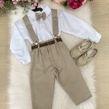 Conjunto Social Infantil Miss Cherry Leo com Suspensório