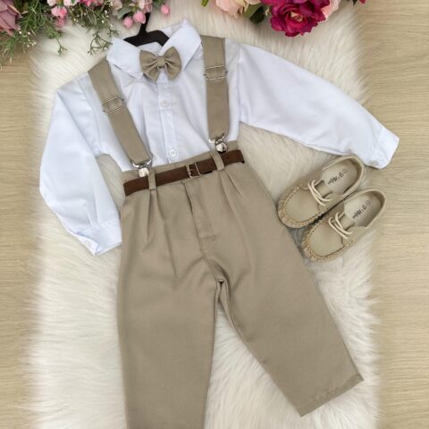 Conjunto Social Infantil Miss Cherry Leo com Suspensório