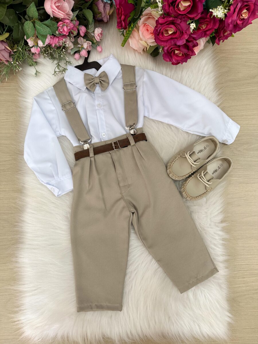 Conjunto Social Infantil Miss Cherry Leo com Suspensório