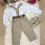 Conjunto Social Infantil Miss Cherry Leo com Suspensório