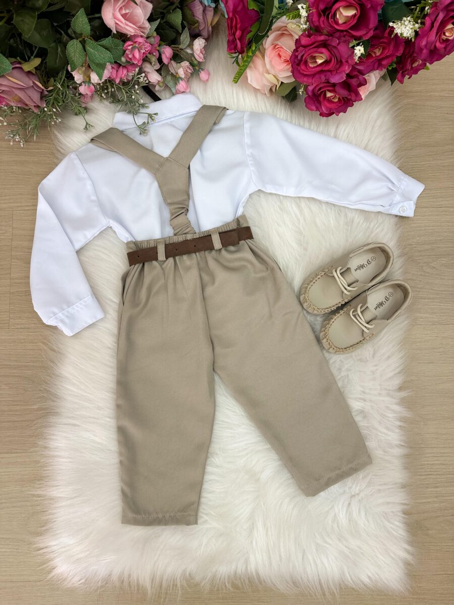 Conjunto Social Infantil Miss Cherry Leo com Suspensório